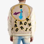 IT'S COMPLICATED VARSITY JACKET (PALE KHAKI/PEARL)