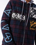 "ACCOMPLICE" FLANNEL (MAROON/NAVY COMBO)