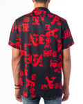 "TYPO LOUNGE" BUTTON UP (BLACK/RED)
