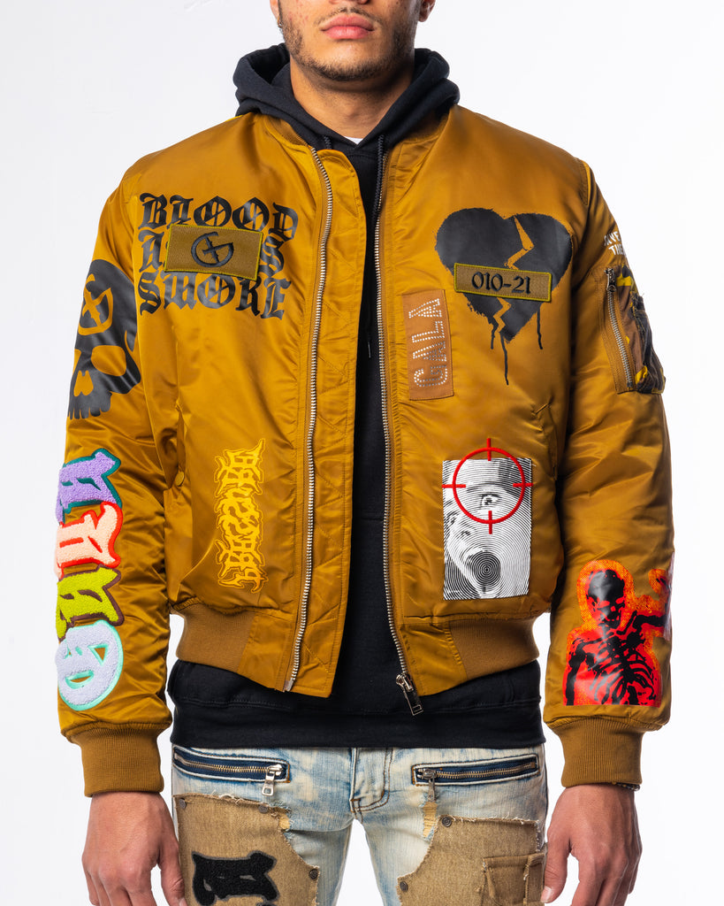 Bomber jacket outlet gold zipper